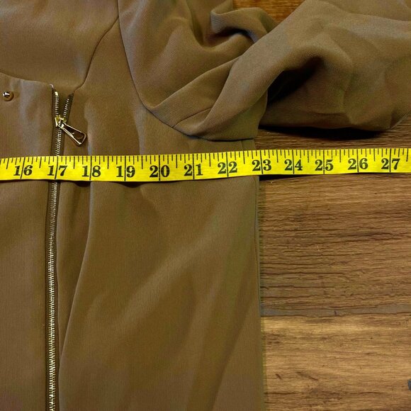 Escada Womens Solid Brown Asymmetric Gold Zipper Blazer Jacket Size 46 XL READ - Picture 7 of 8